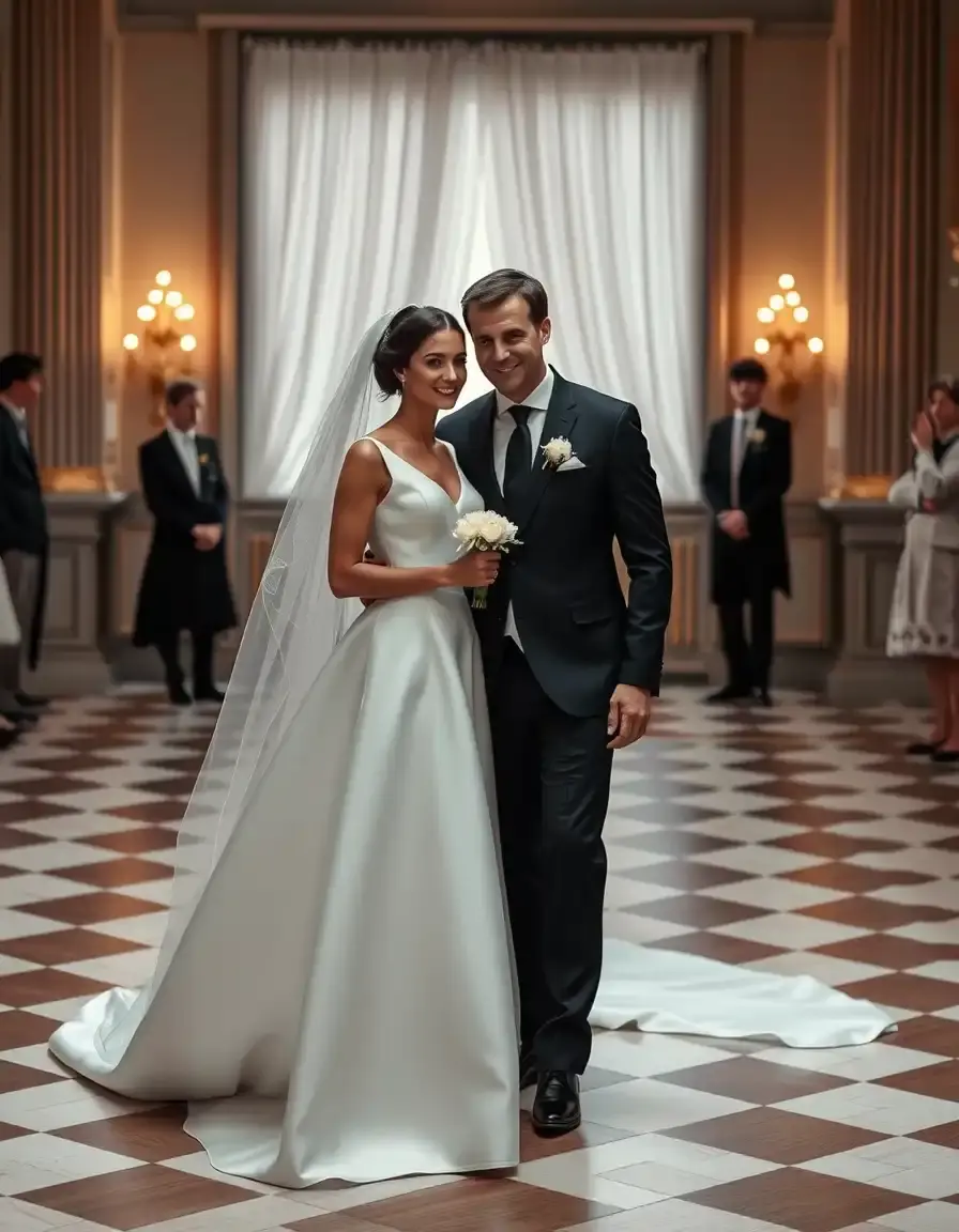 Robe de mariée sophistiquée style Brigitte Macron