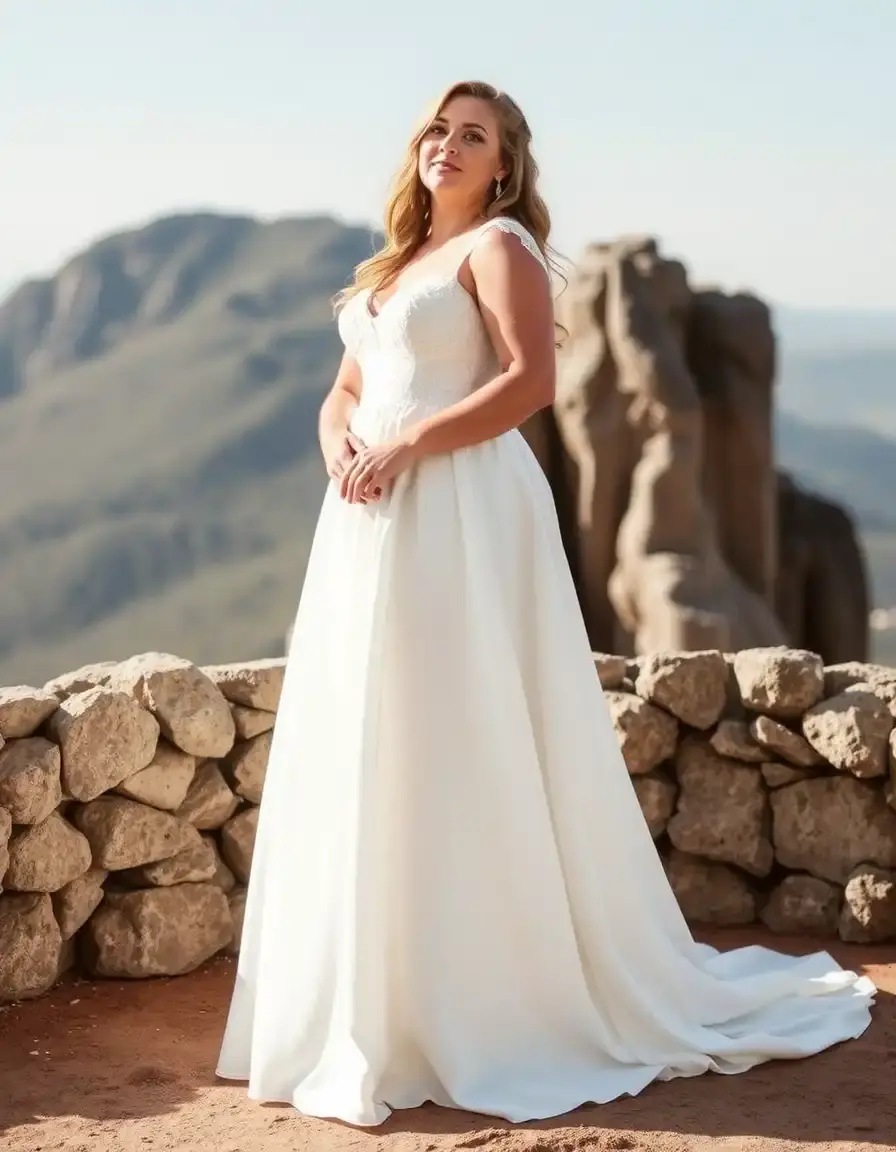 Robe de mariée grande taille coupe en A évasée