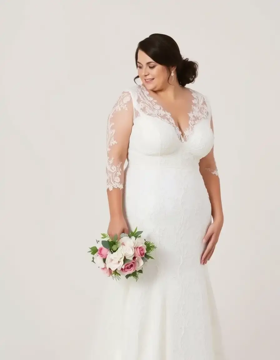 Robe de mariée grande taille en dentelle romantique