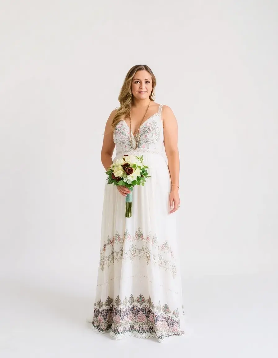 Robe de mariée grande taille style bohème fluide