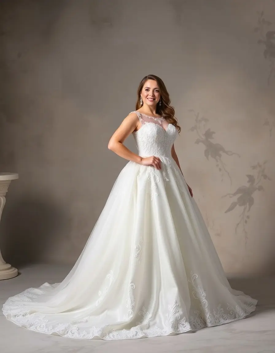 Robe de mariée grande taille style princesse volumineuse