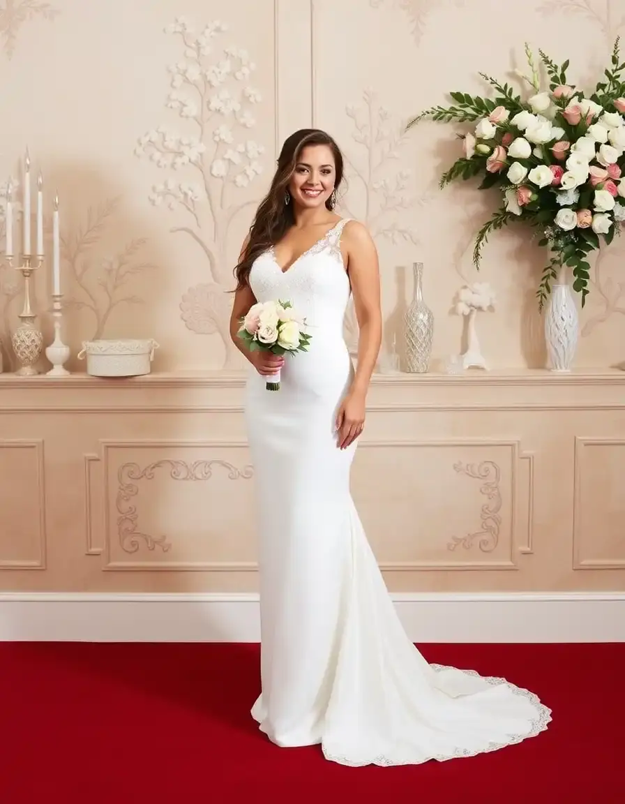 Robe de mariée grande taille coupe fourreau moderne