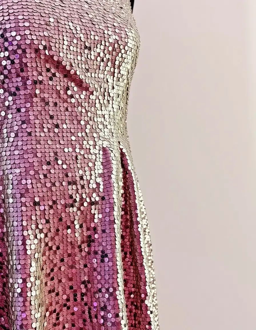Robe de noël femme à paillettes dorées et scintillantes