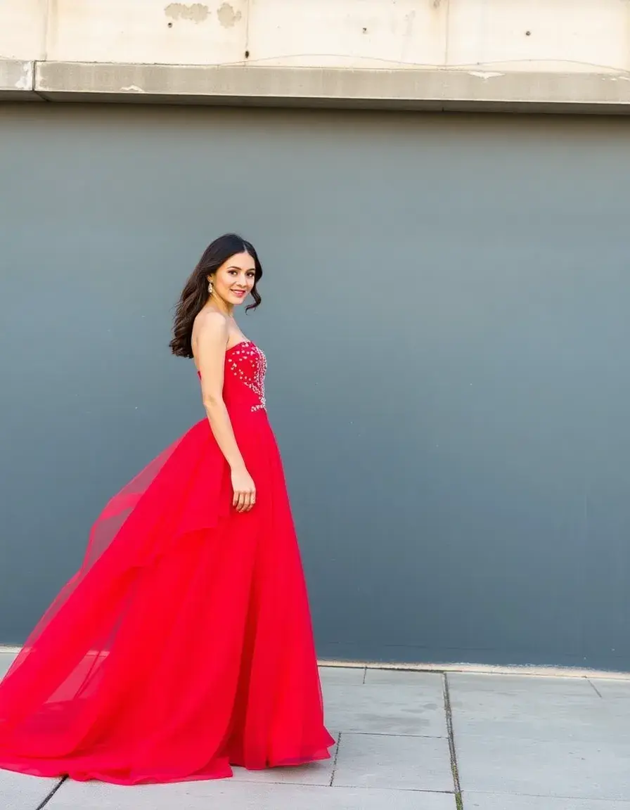 Robe de soiree chic rouge vibrante