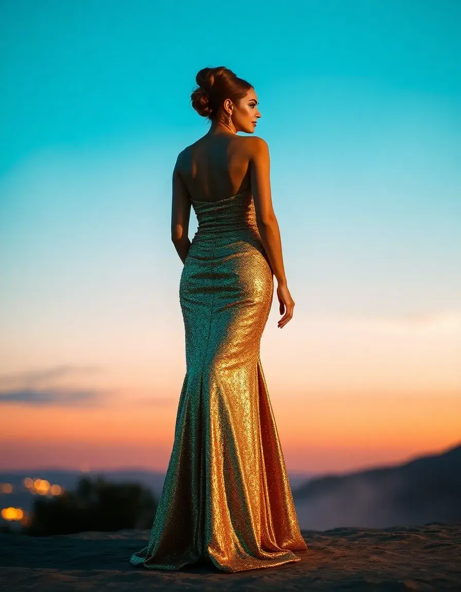 Robe de soiree chic dorée luxueuse