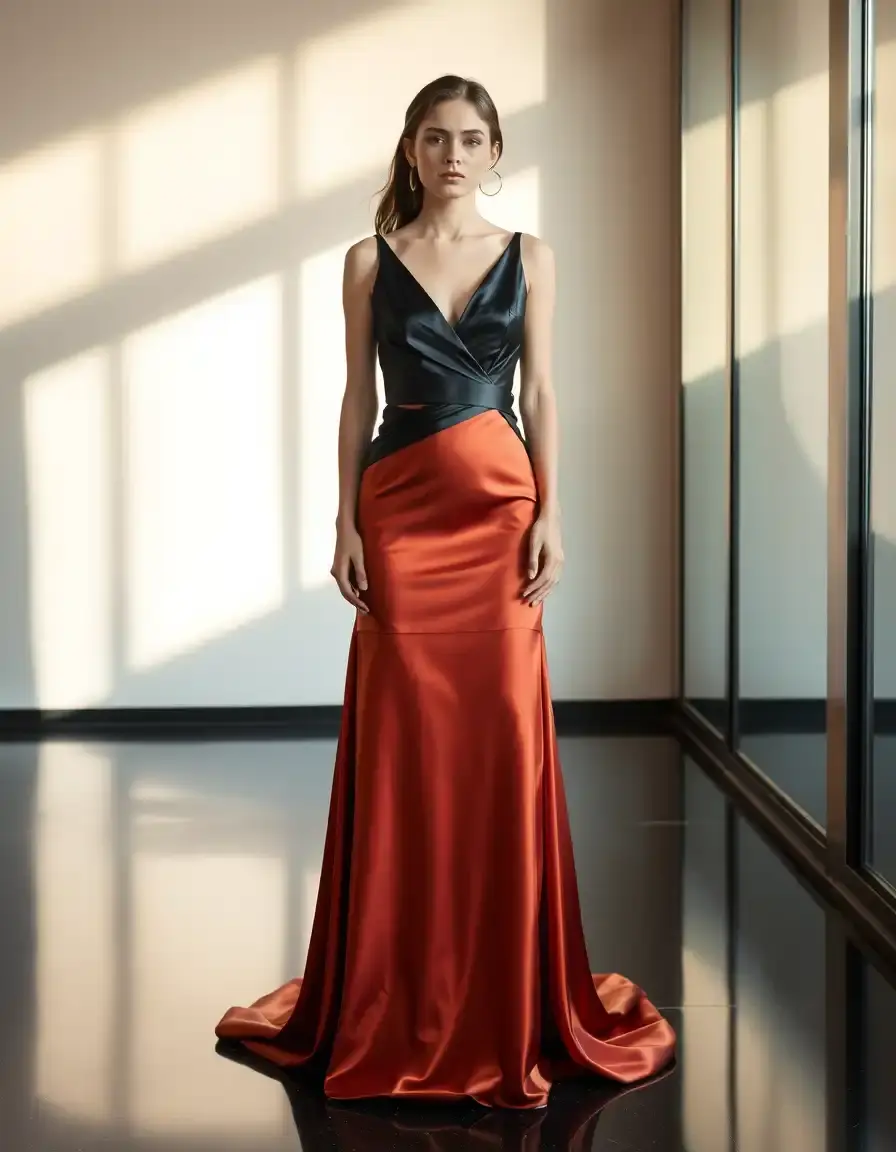 Robe de soirée courte en satin