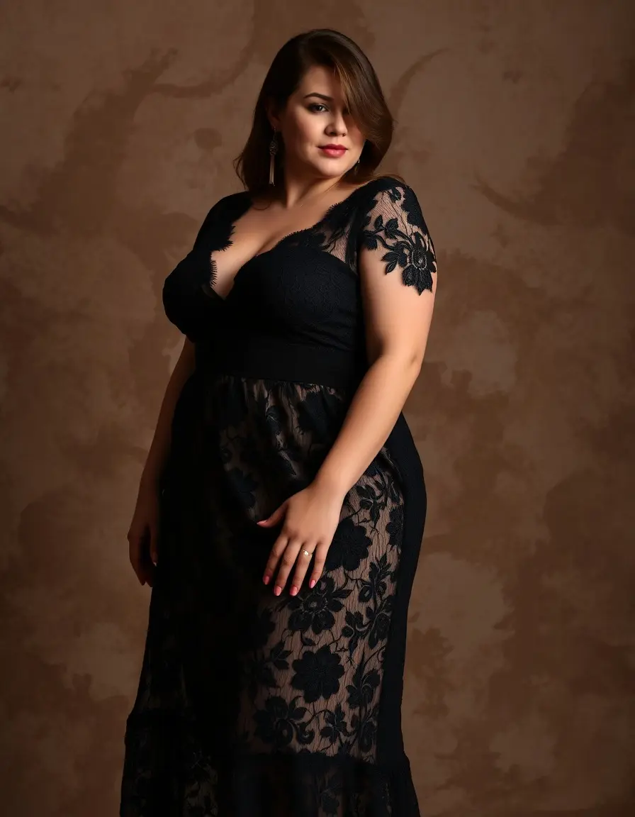 Robe de soirée en dentelle grande taille