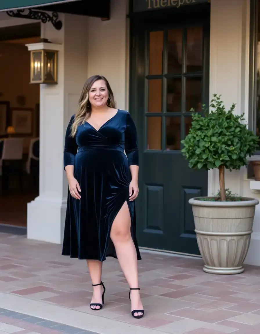 Robe de soirée en velours grande taille