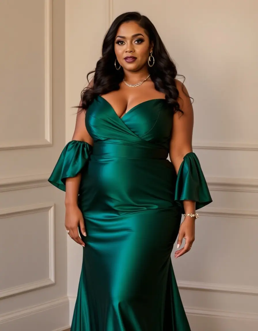 Robe de soirée en satin grande taille
