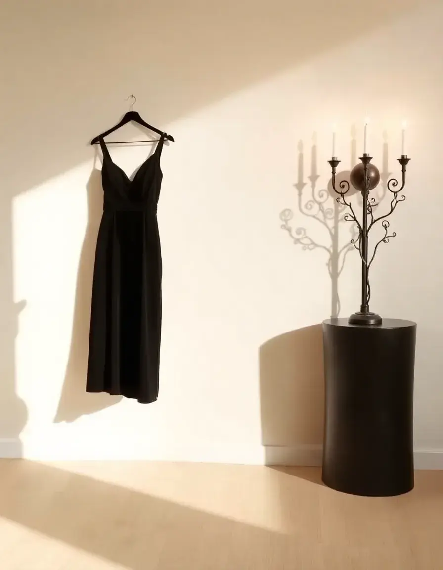 Robe de soirée noire coupe midi moderne