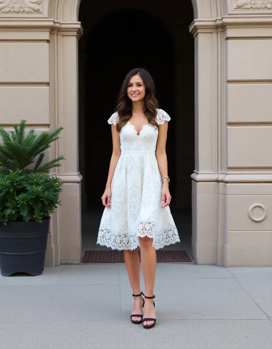 Robe dentelle blanche longueur midi
