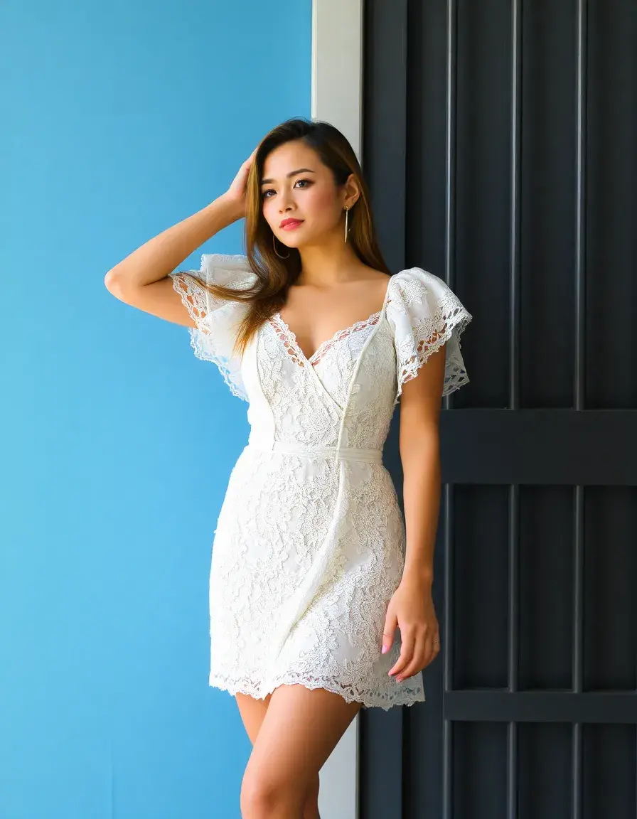 Petite robe dentelle blanche courte