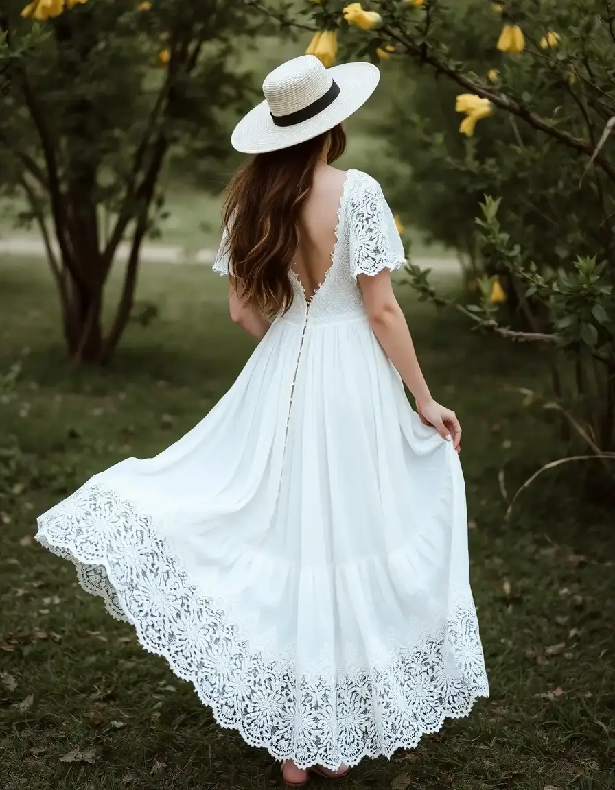 Robe dentelle blanche style bohème