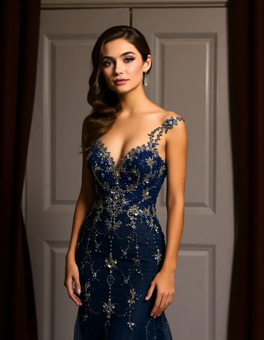 Robe de soirée brodée de perles