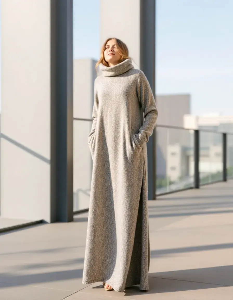 Robe maxi longue en laine élégante