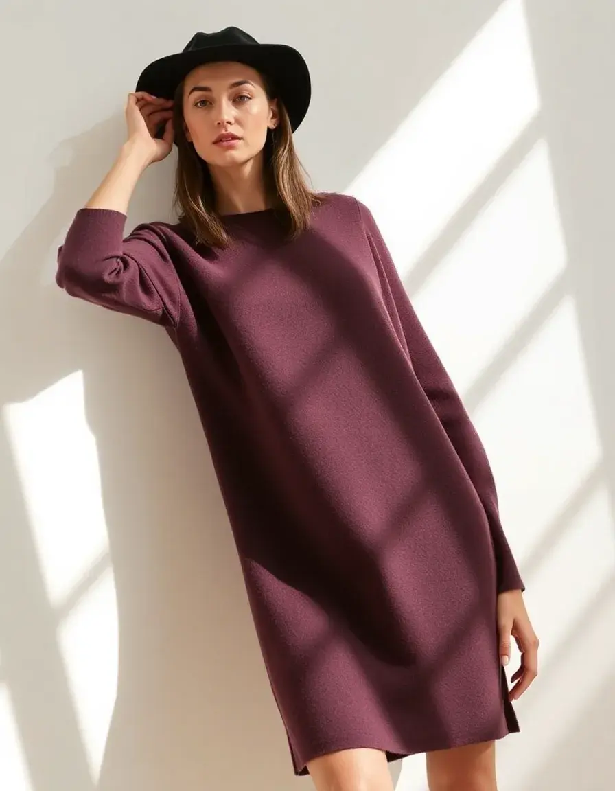 Robe trapèze courte en laine