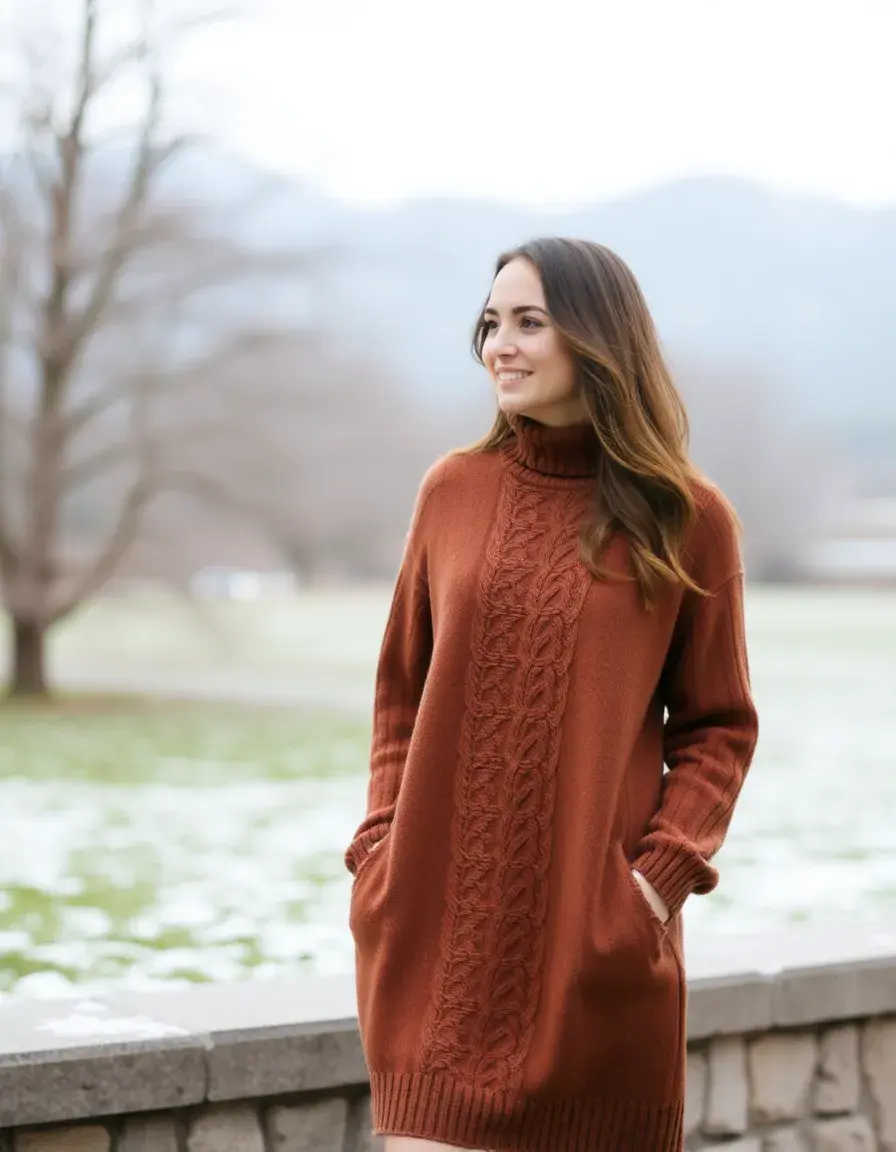 Robe pull en laine épaisse style sweater