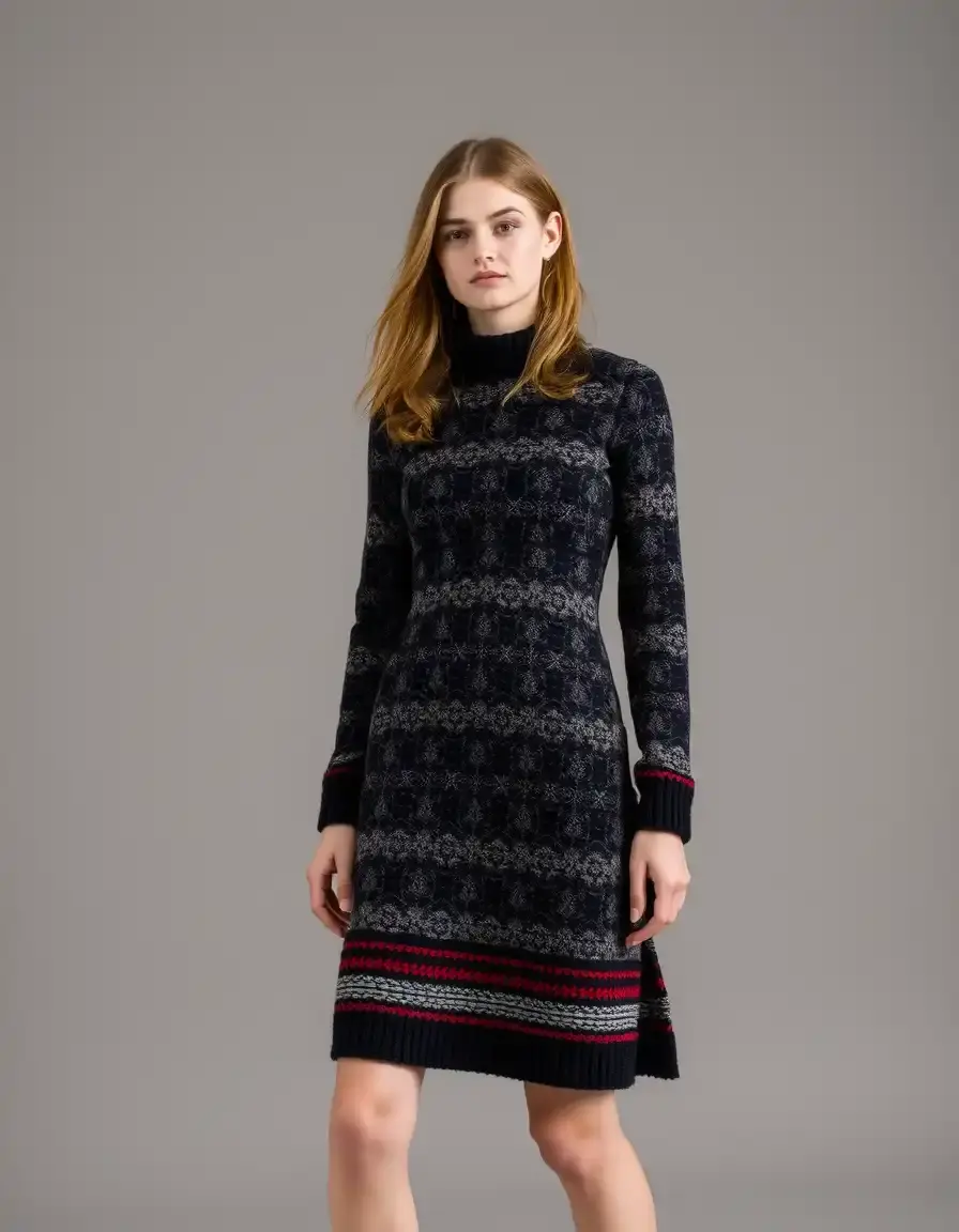 Robe imprimée en laine à motifs