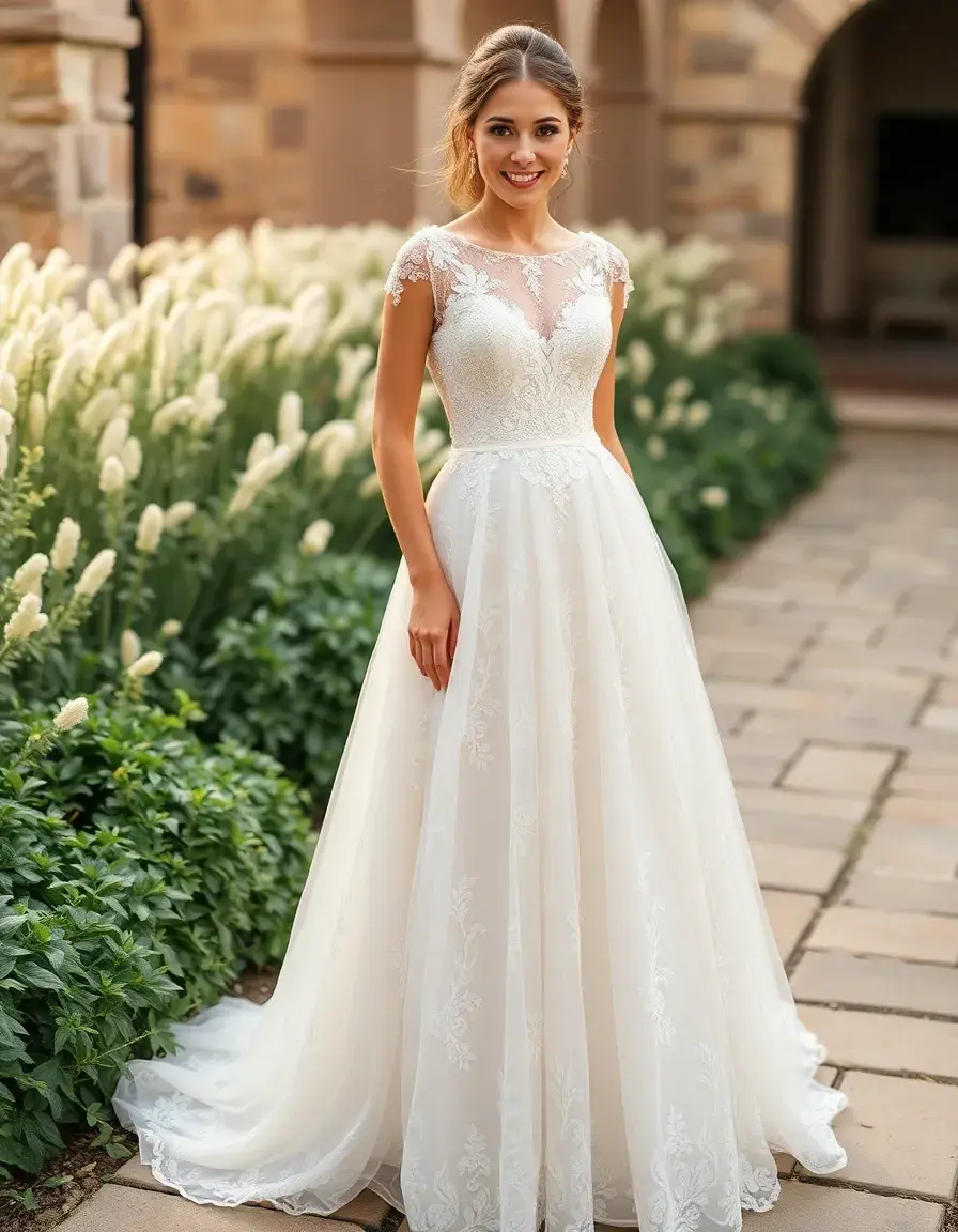 Robe princesse en dentelle pour fiançailles