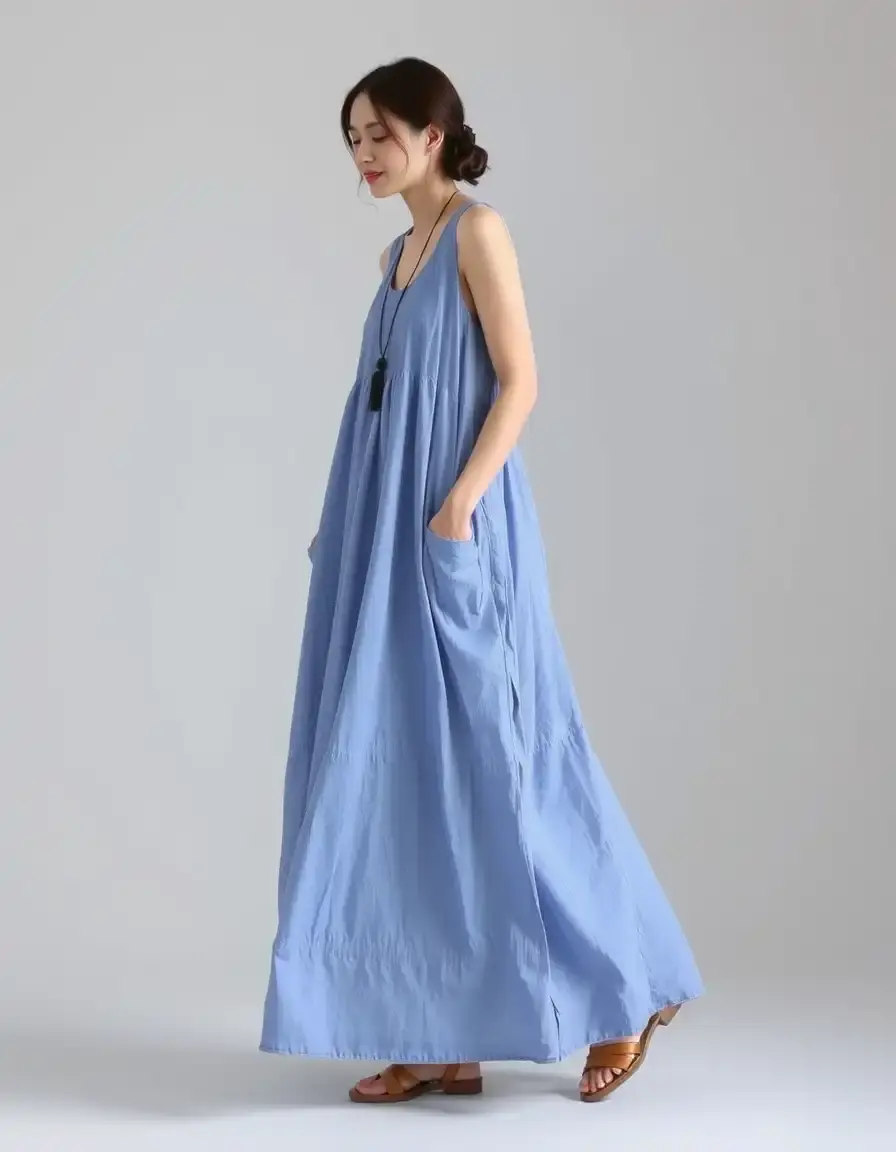 Robe maxi en gaze de coton longue et fluide