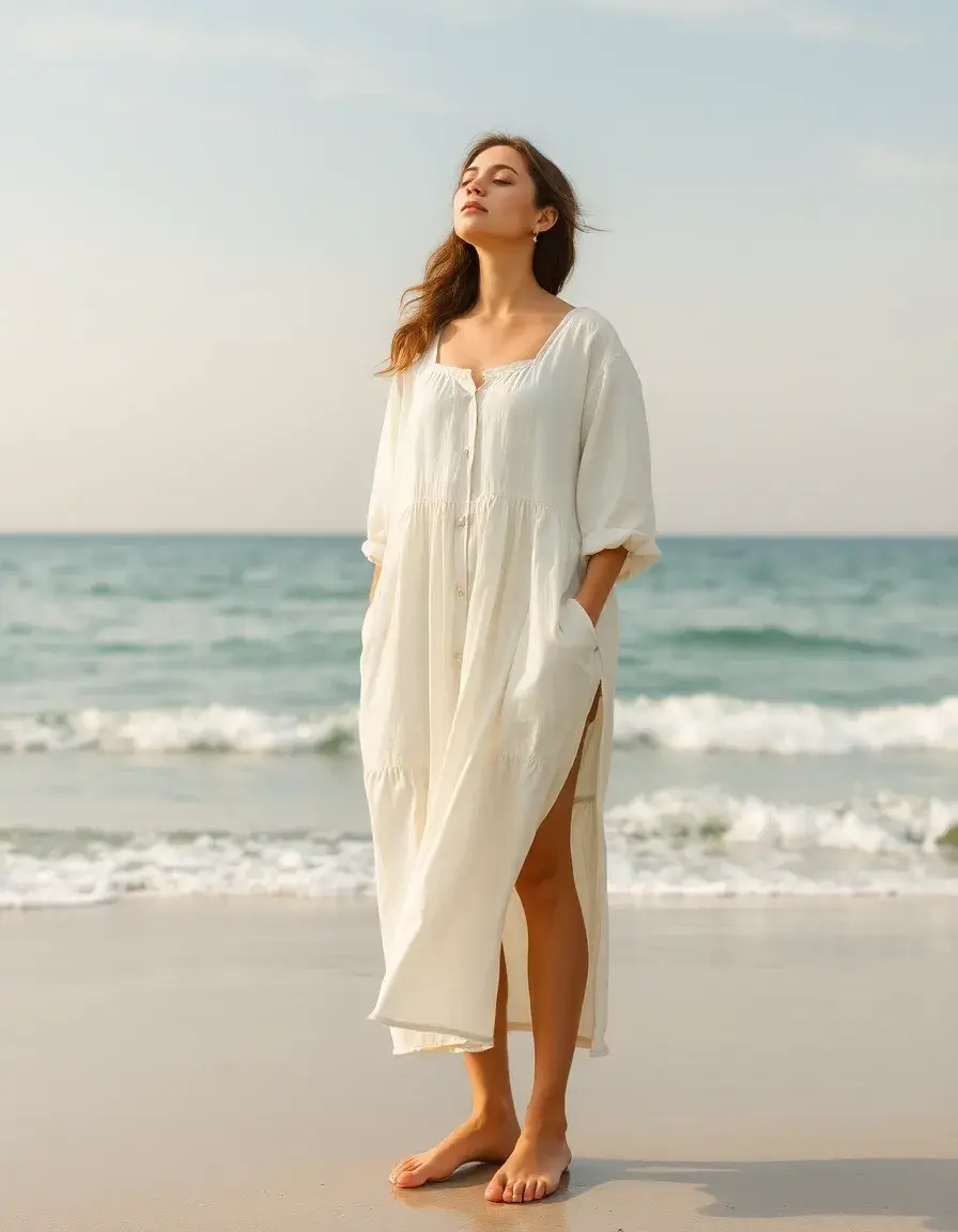 Robe de plage gaze de coton blanche