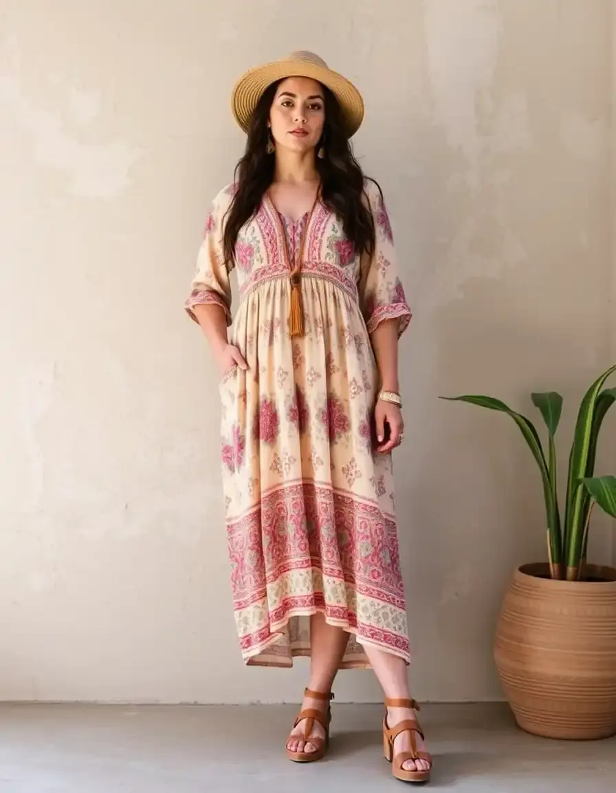 Robe bohème grande taille imprimée