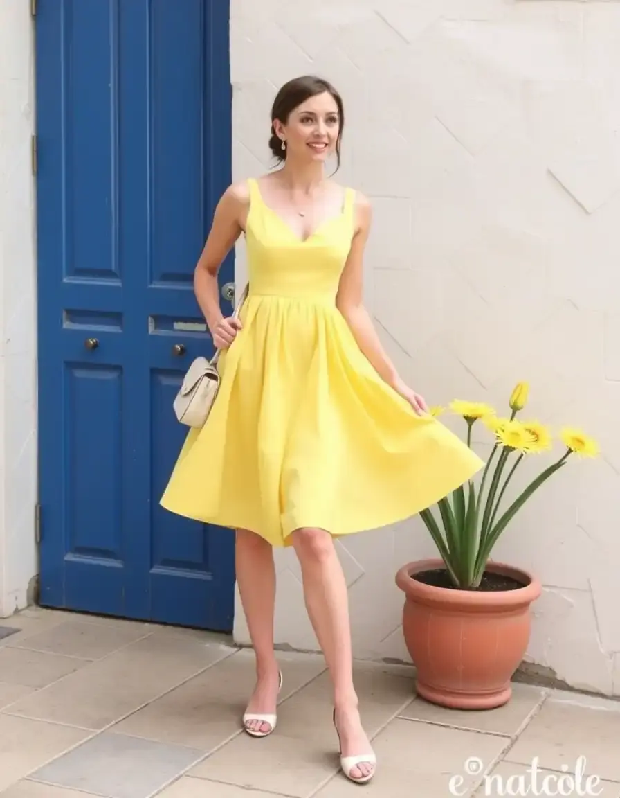 Robe midi jaune pastel élégante
