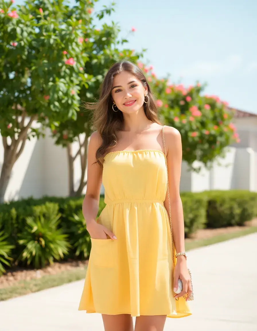 Robe décontractée jaune pastel