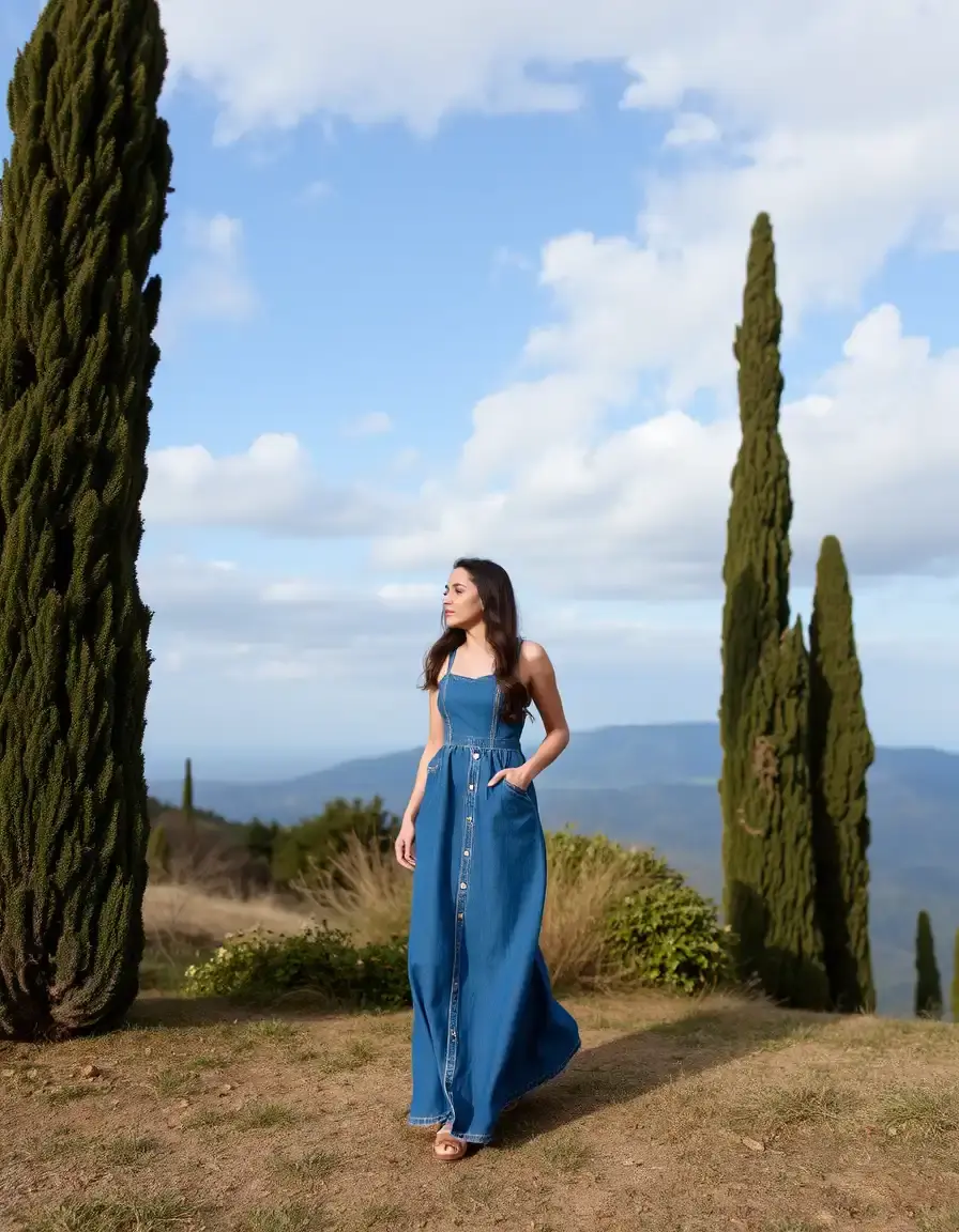 Longue robe maxi jean femme style élégant