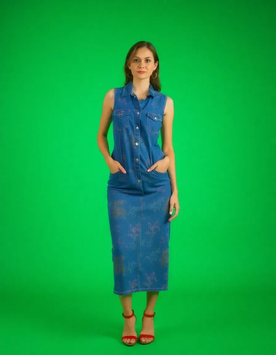 Robe jean femme avec motifs imprimés originaux