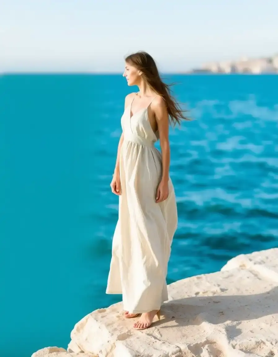 Robe lin longue maxi dress élégante