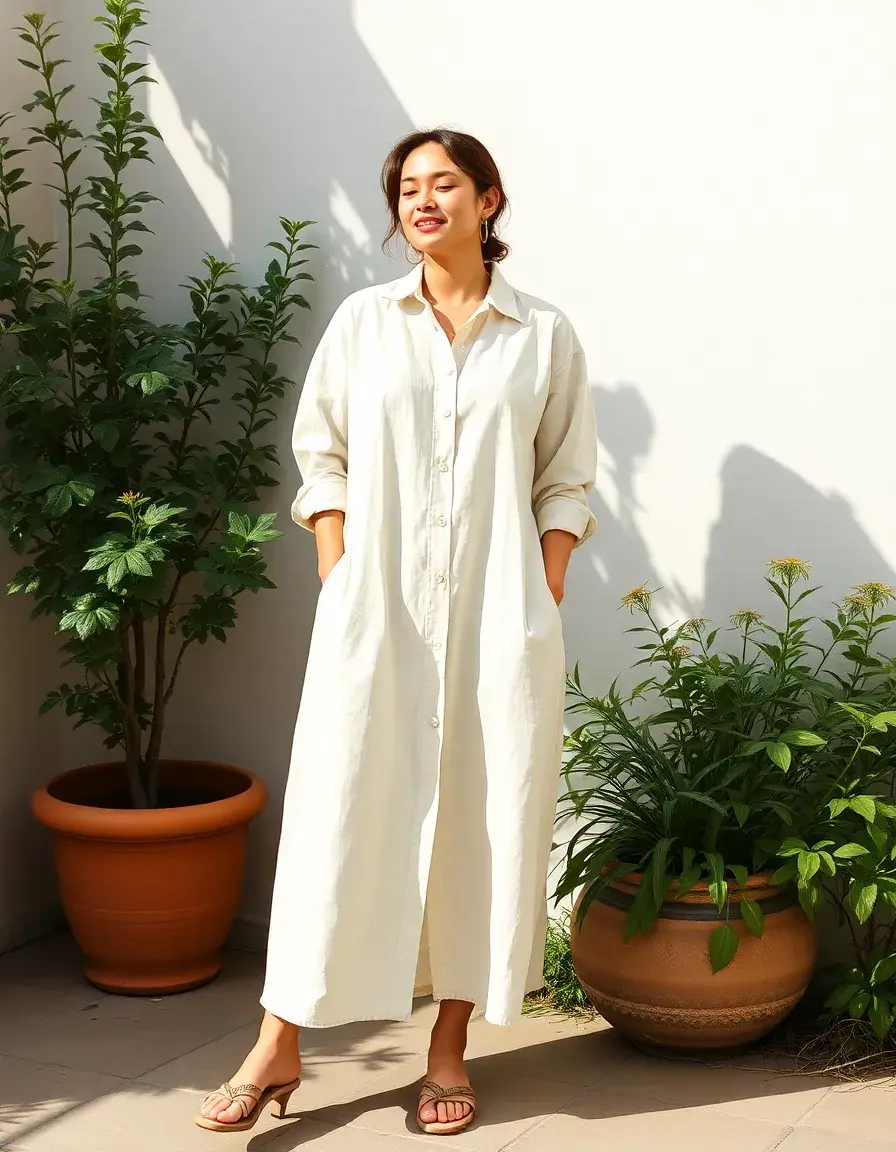 Robe chemise en lin style professionnel
