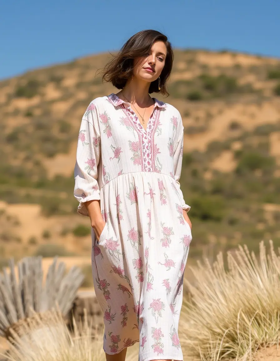 Robe lin imprimée motifs été