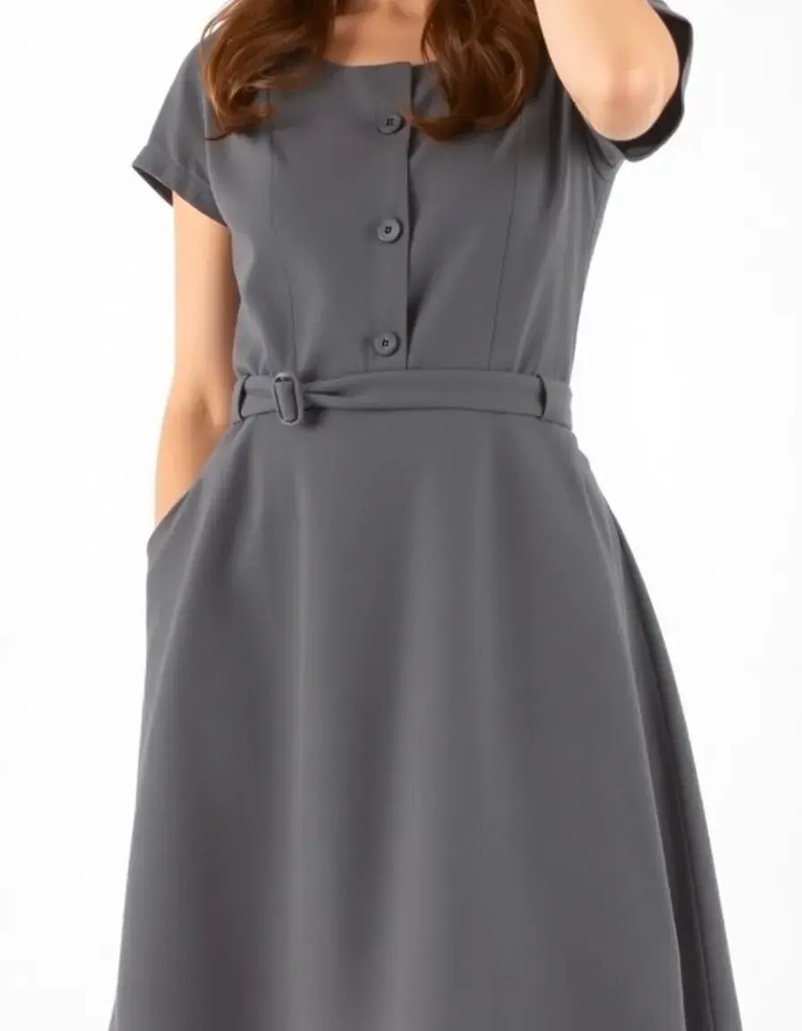 Robe femme élégante pour le travail grise ajustée