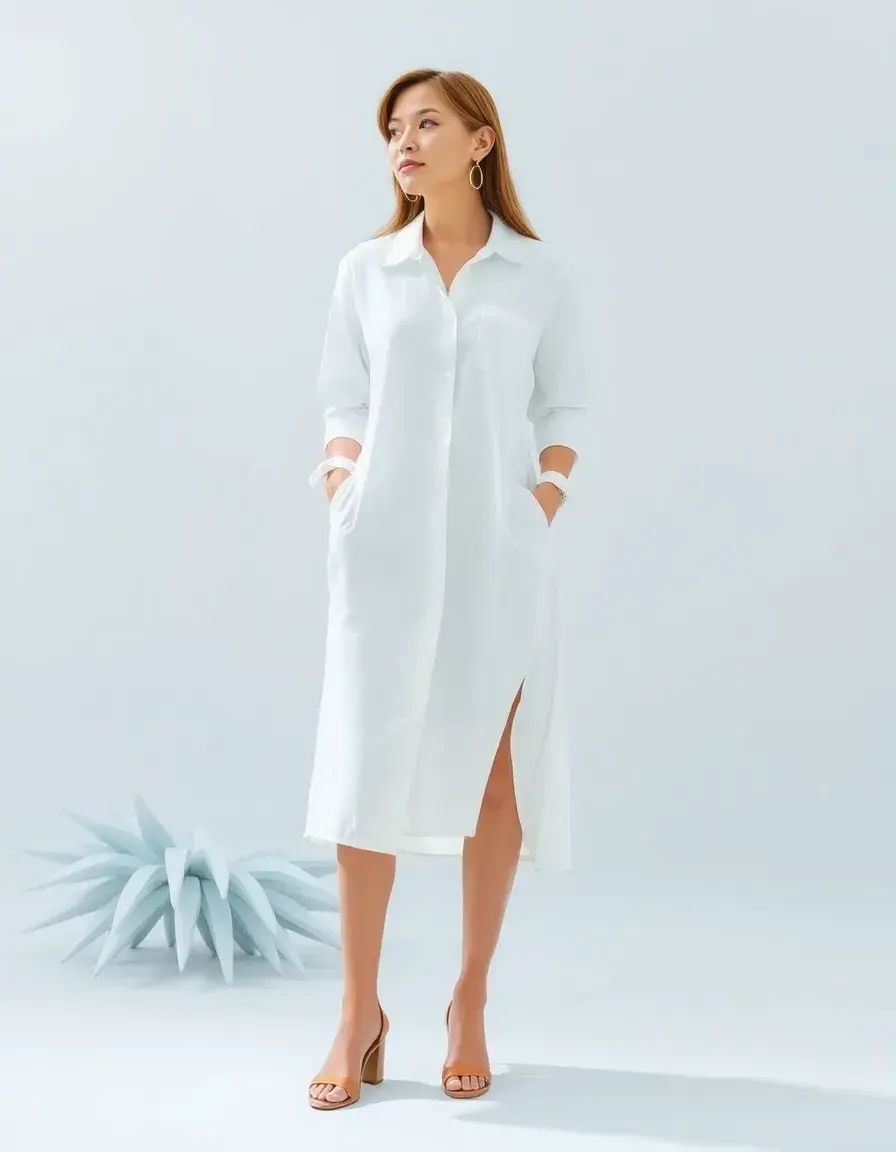 Robe femme chemise blanche classique