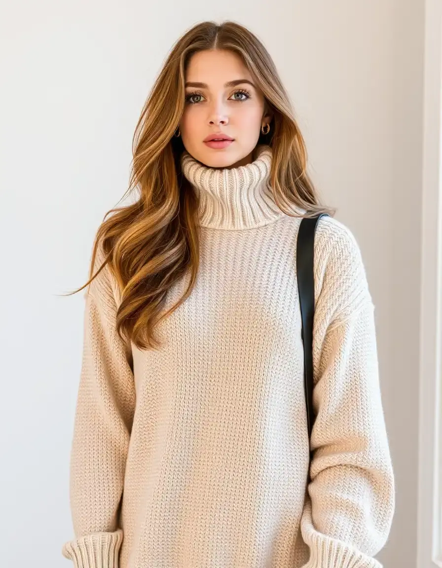 Robe femme pull maille beige
