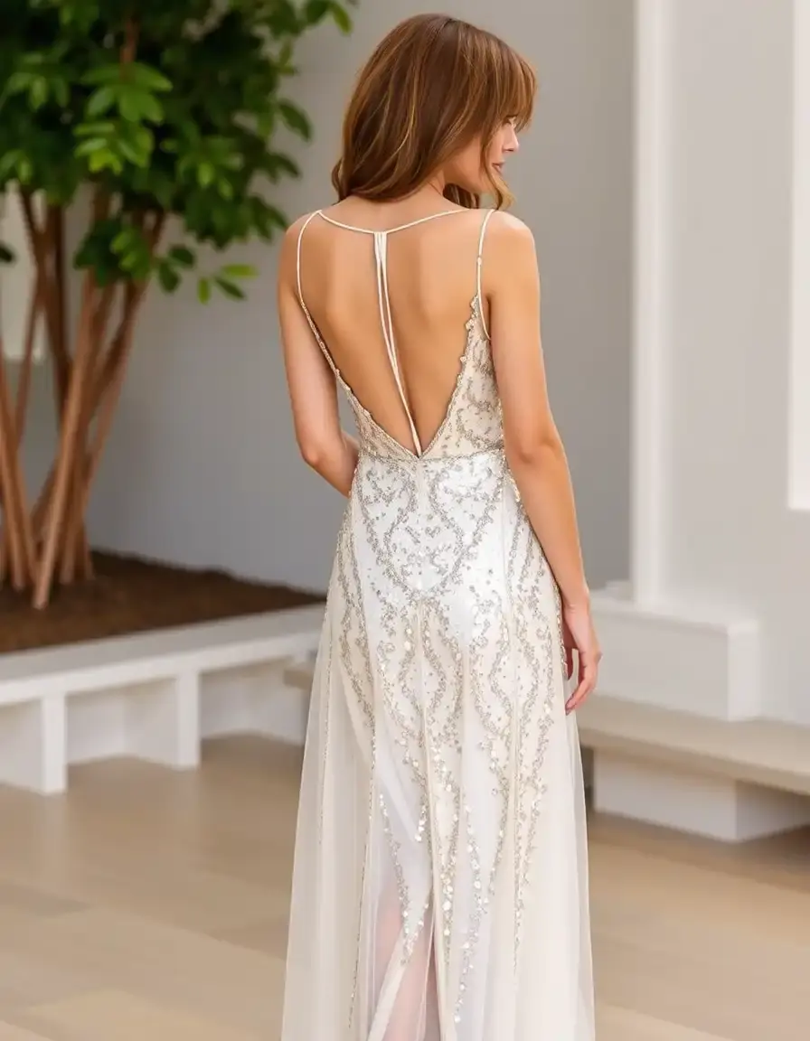 Robe de Soirée Dos Nu à Sequins