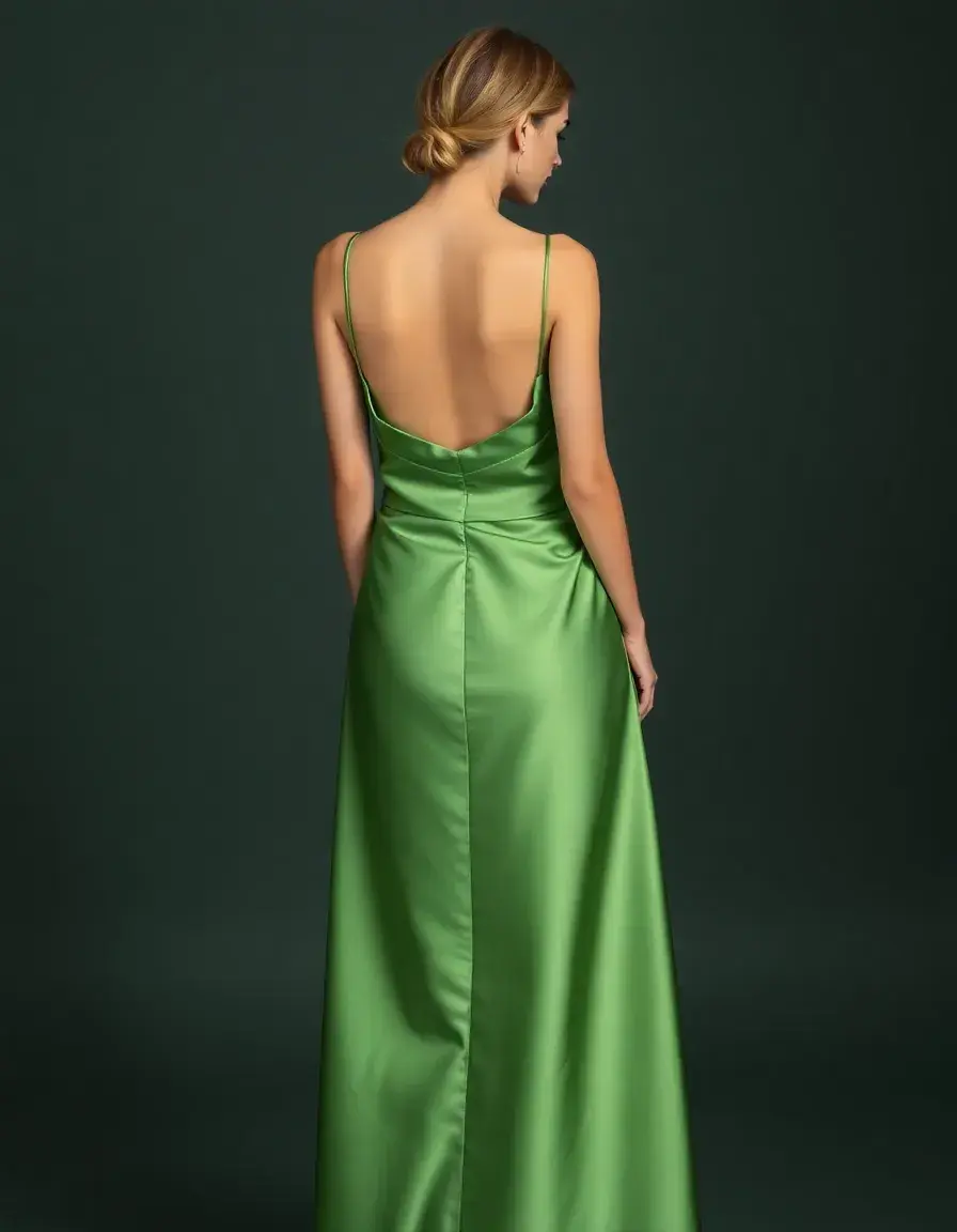 Robe en Satin Dos Nu avec fines bretelles