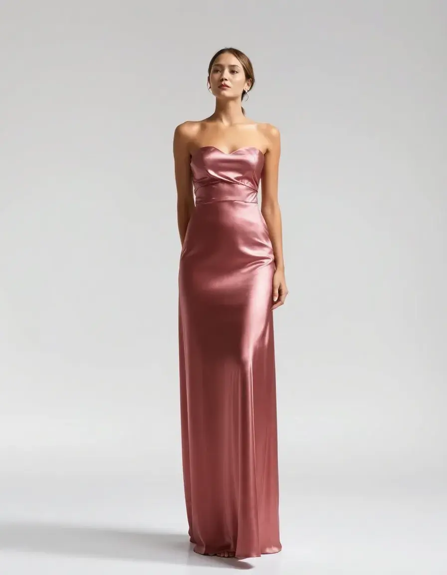 Robe longue en satin maxi brillante