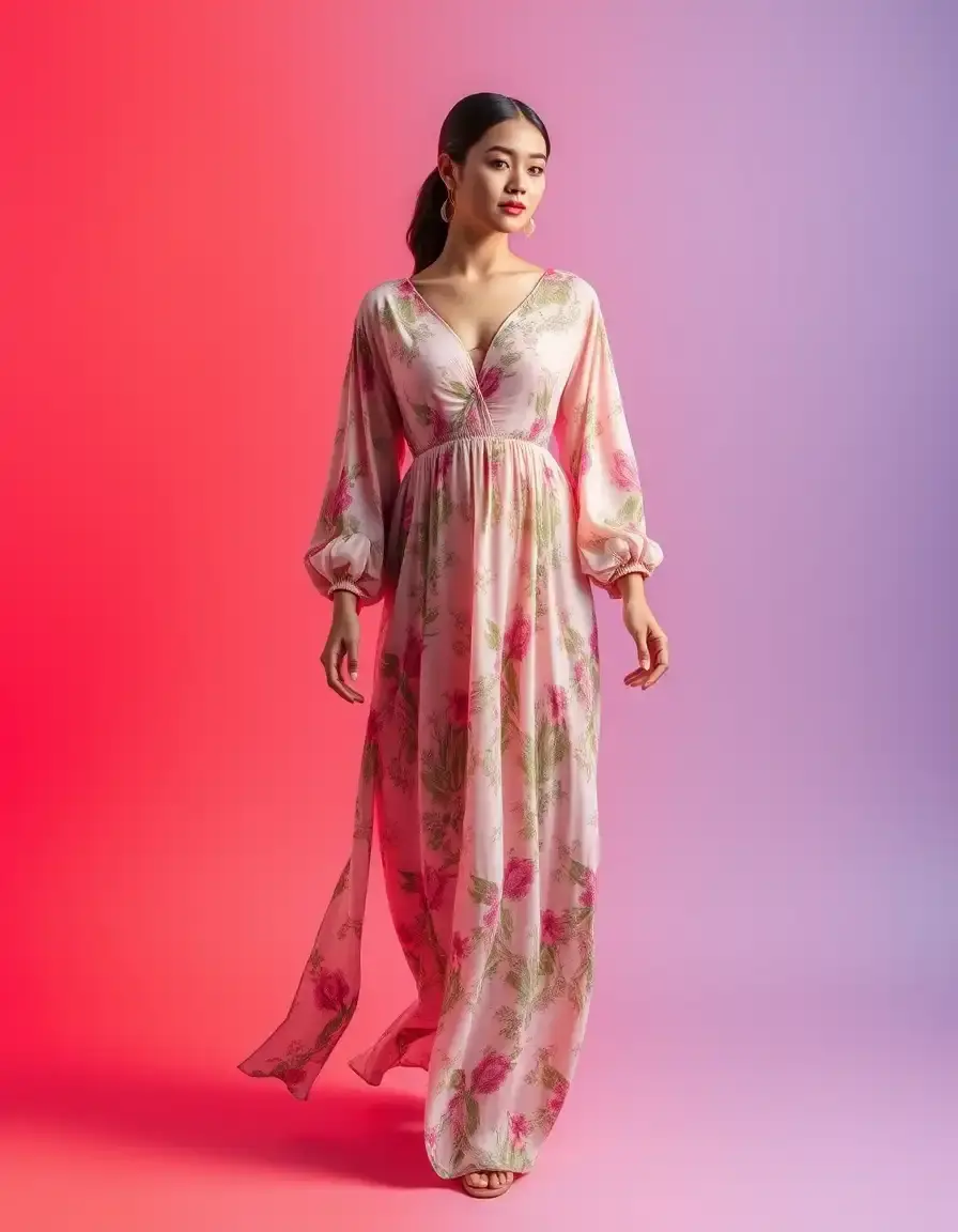 Robe maxi à manches longues élégante