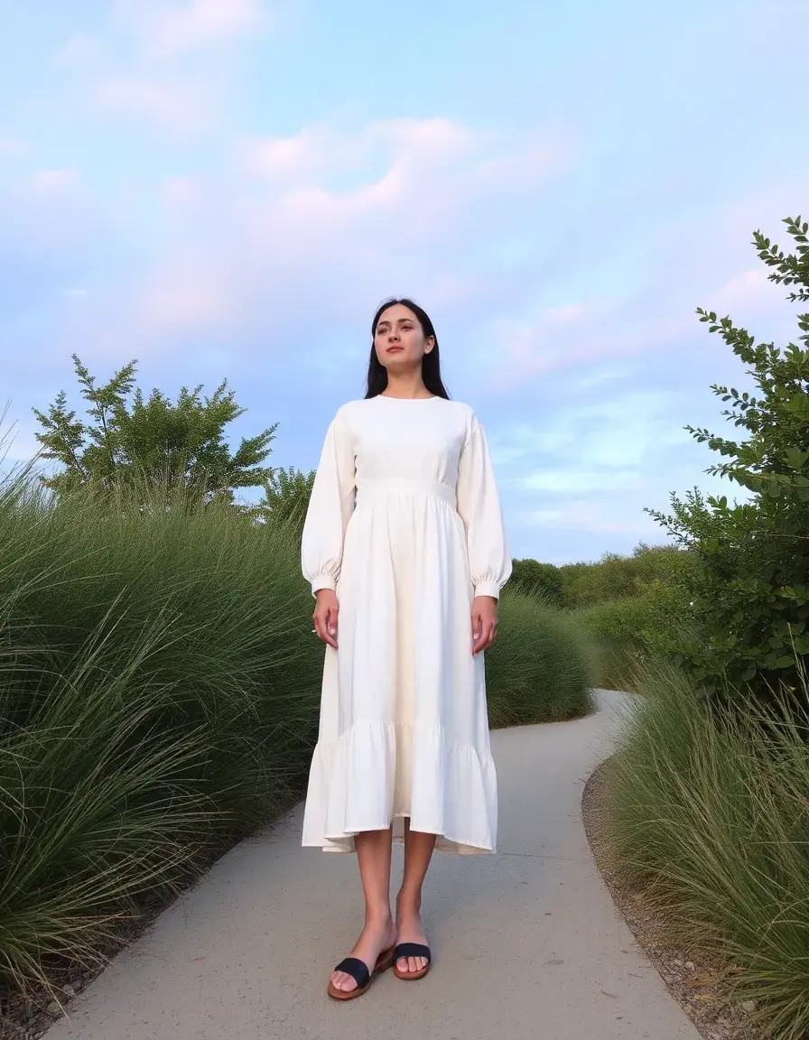 Robe midi manches longues style chic