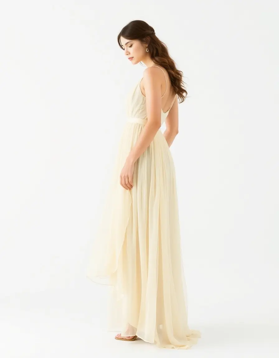 Robe longue fluide en mousseline élégante