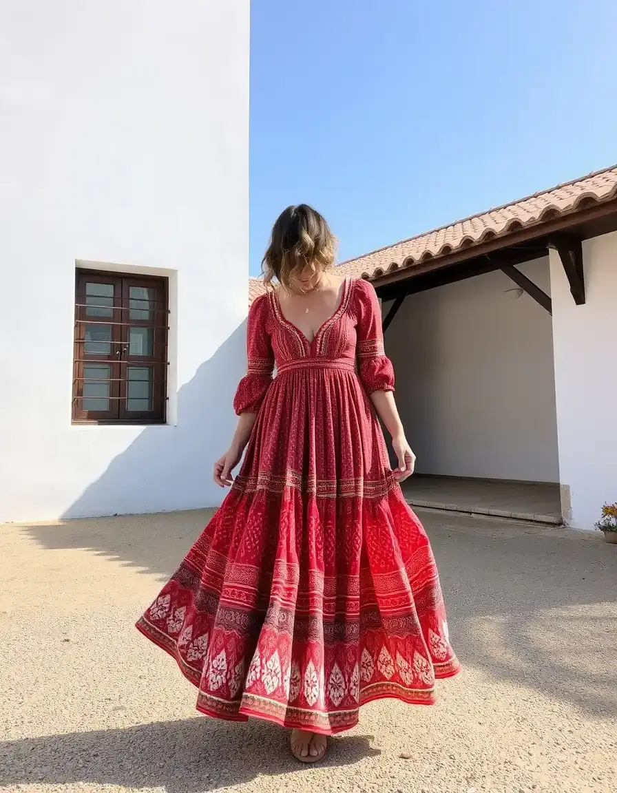 Robe longue fluide style bohème chic