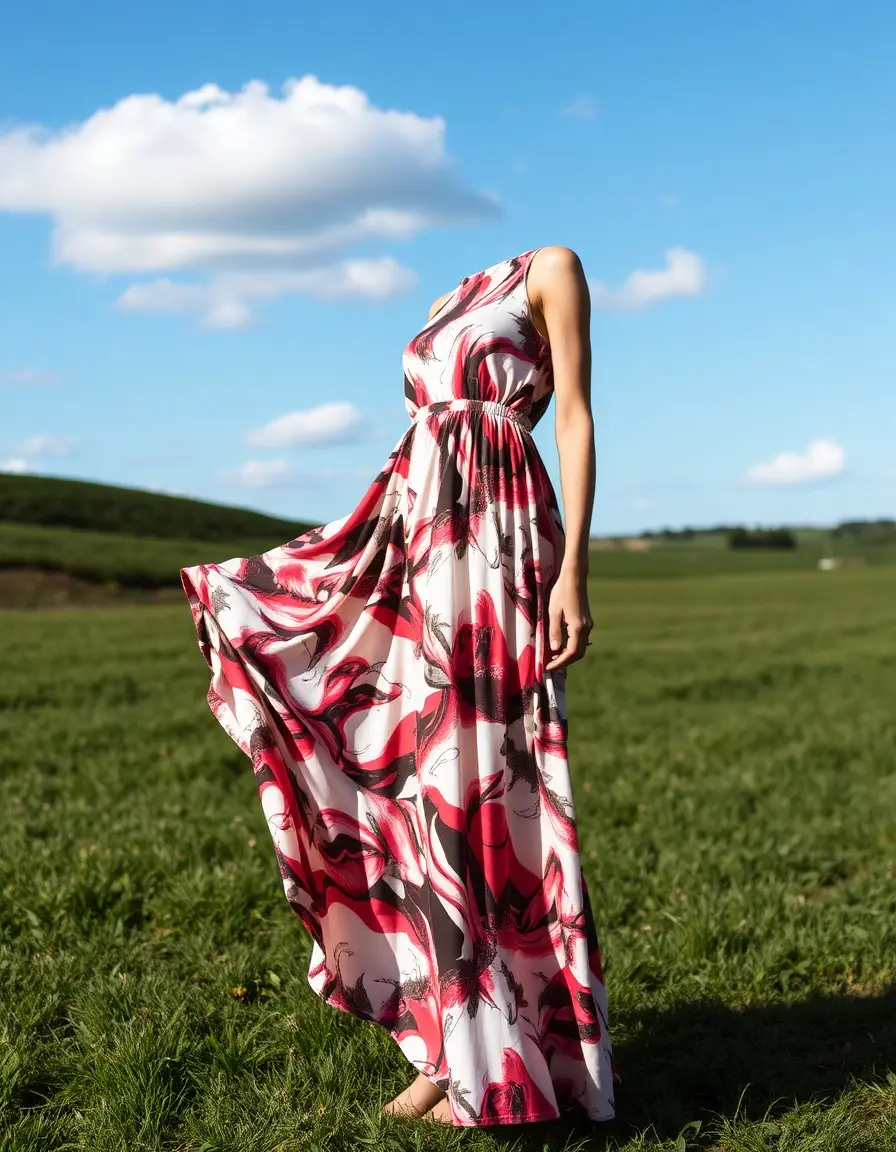 Robe longue fluide avec imprimés floraux