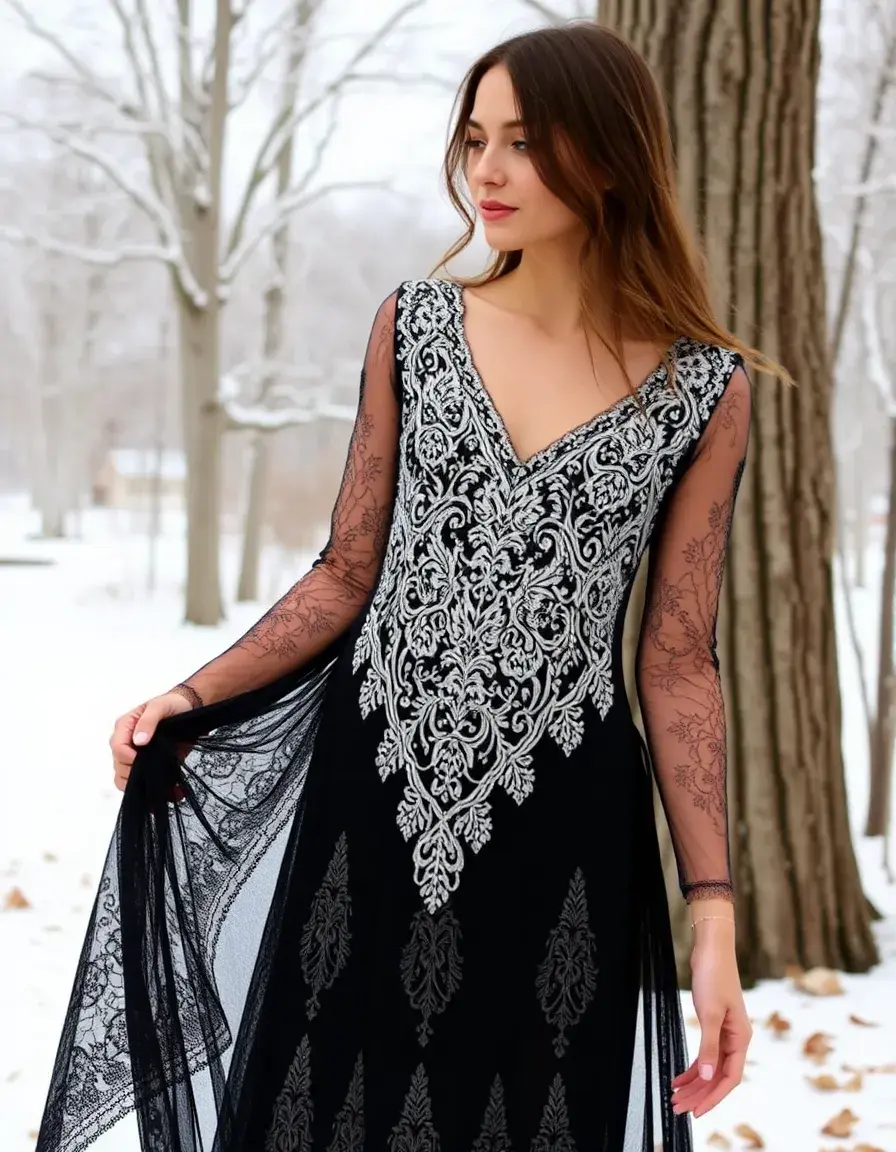 Lace Winter Long Dress