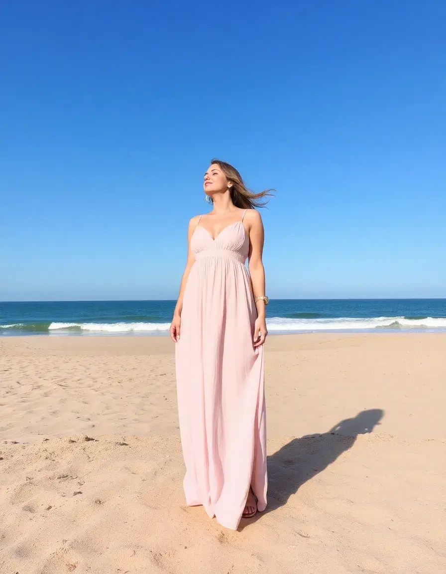 Robe longue rose pastel fluide