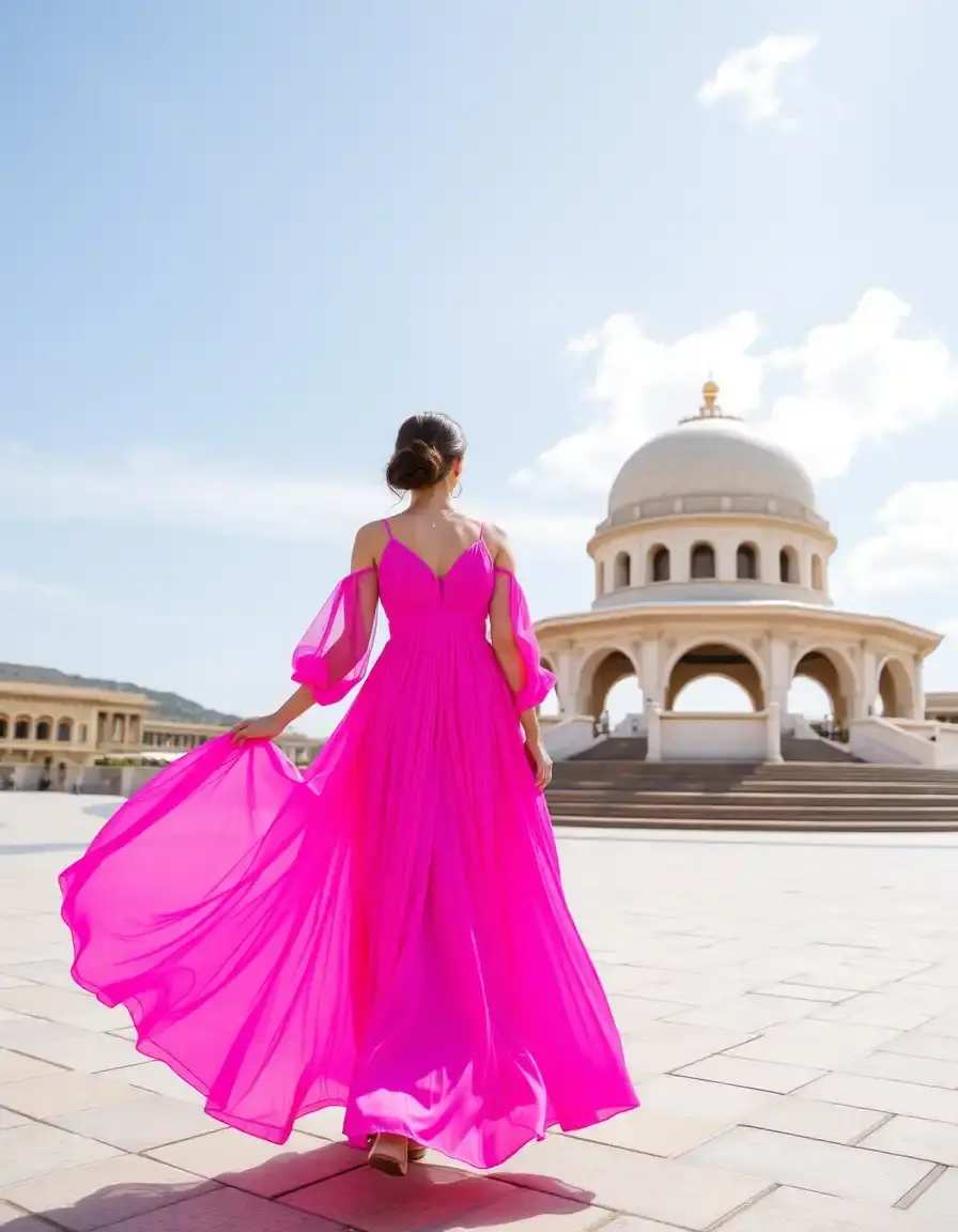 Robe longue rose vif élégante