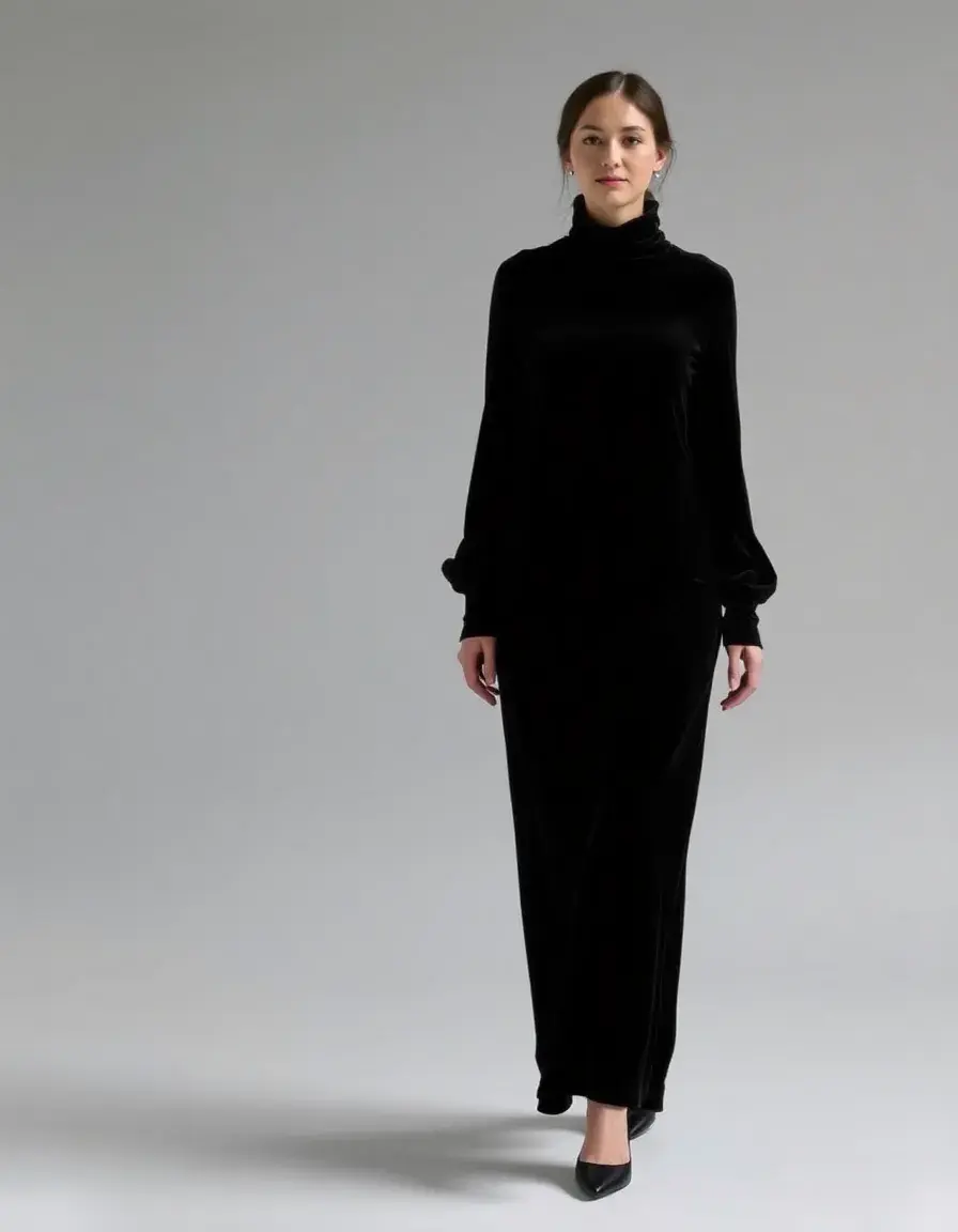 Robe longue en velours Velvet Sleeved Dress