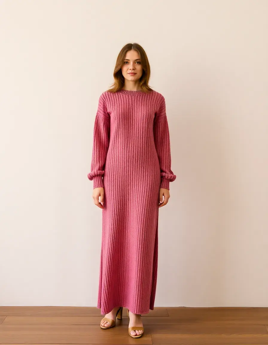Robe longue en maille Knit Sleeved Maxi