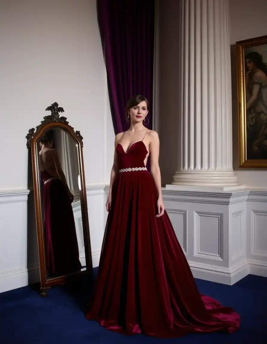 Robe en velours mariage soirée hiver